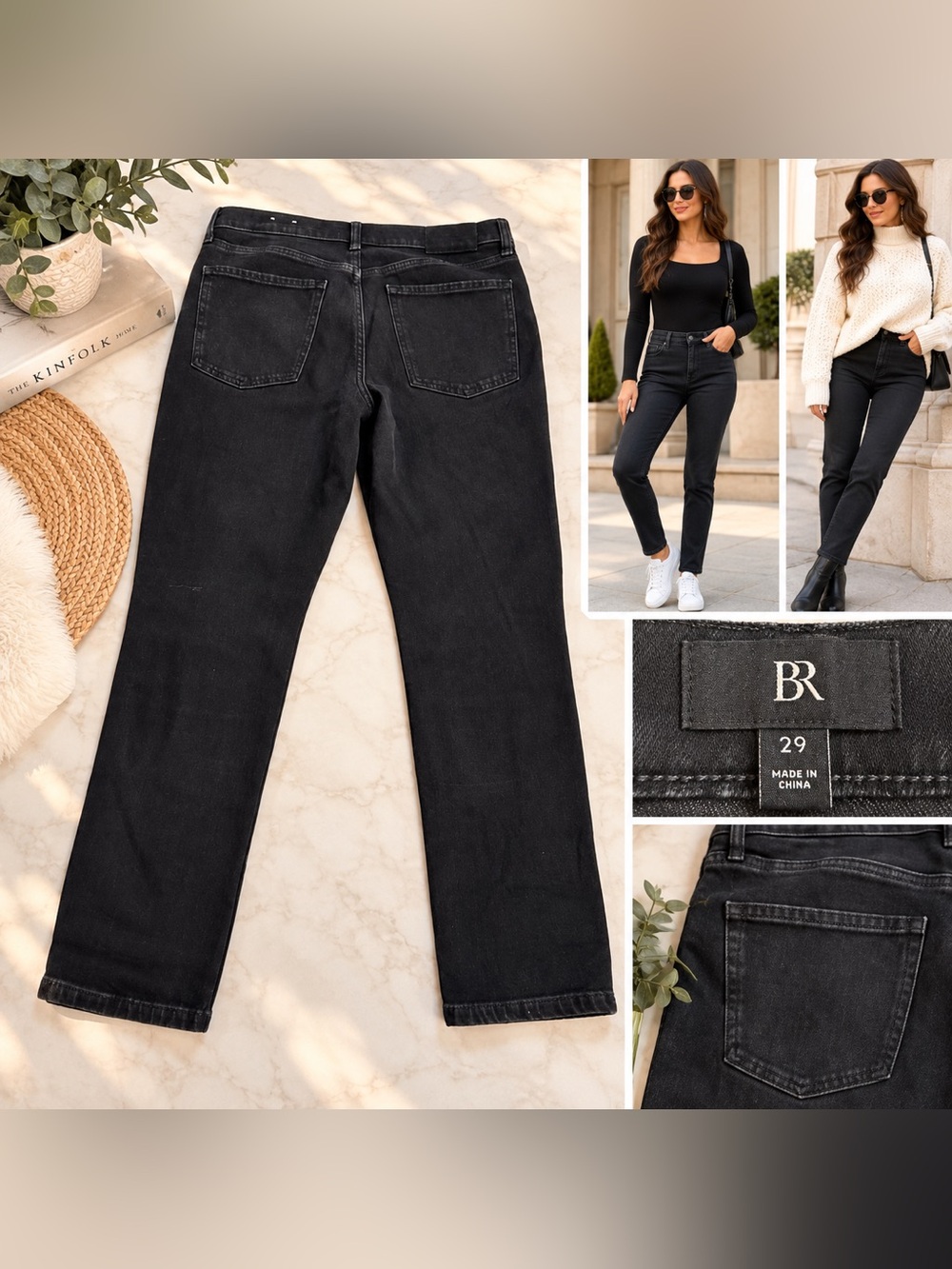 Banana Republic Washed Black Straight-Leg Jeans